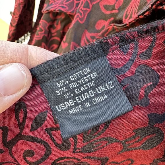 H&R Hearts and Roses Red Floral Gothic Steampunk Corset Jacket Women’s Size 8 - Picture 8 of 8